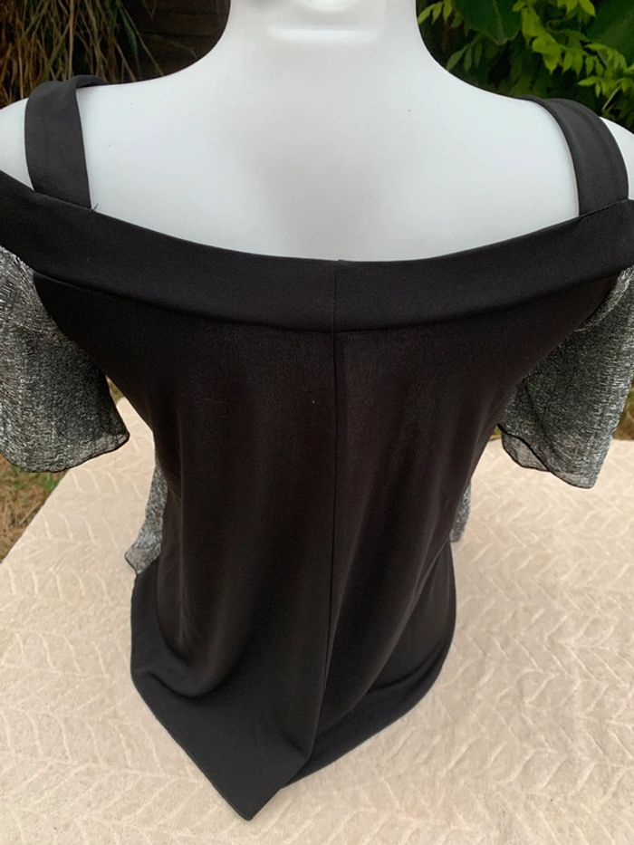 Blouse Noa B taille 38 argenté et noir manches courtes - photo numéro 6