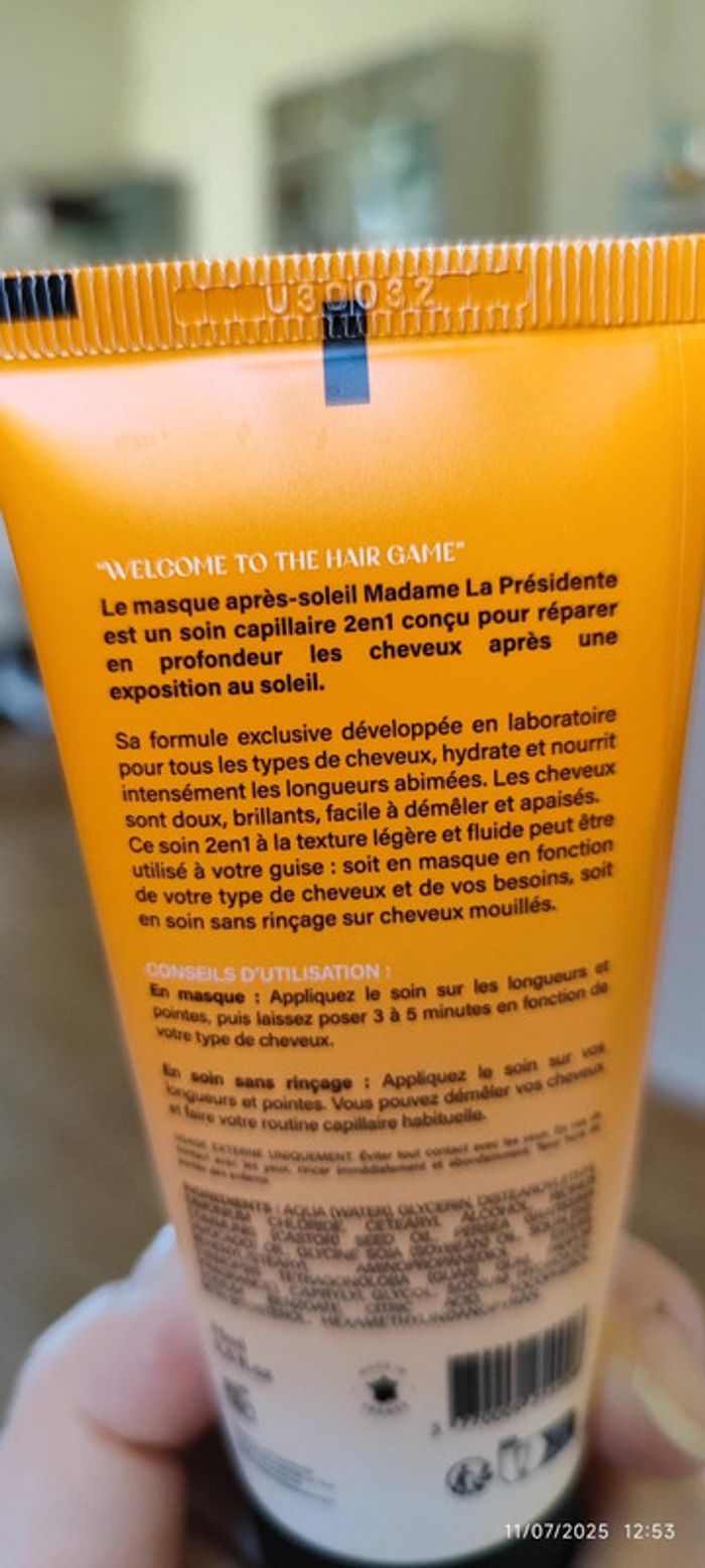 Madame la Présidente masque capillaire after Sun parfum monoï 75 ml - photo numéro 3