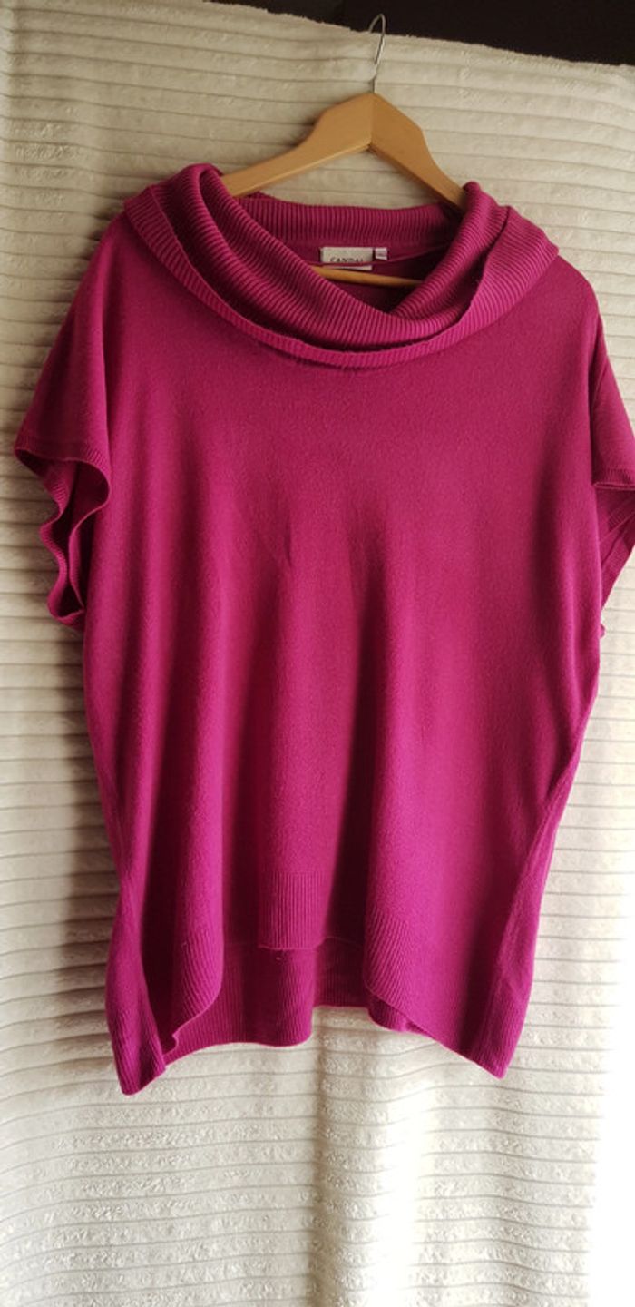 Pull large colle roulé sans Manche Rose