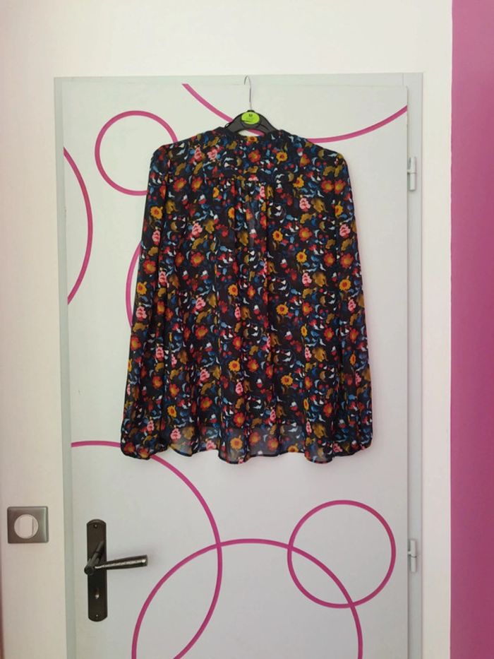 Blouse en voile a motif fleuri femme zara taille s 3 - photo numéro 7