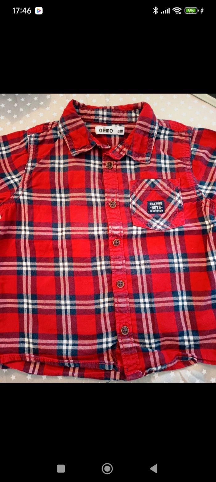 Chemise à carreaux rouge 2 ans Gémo - photo numéro 2