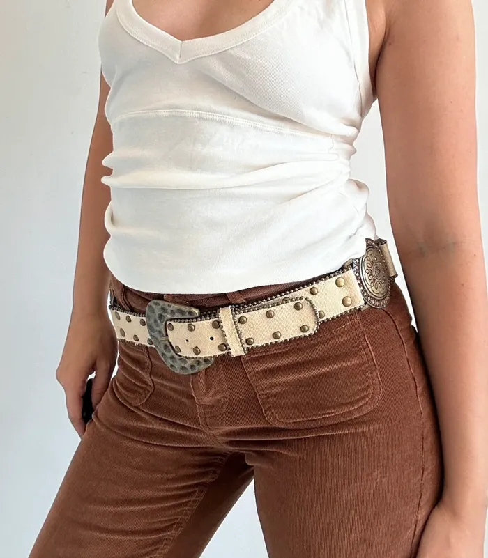 Ceinture vintage Y2K années 2000 beige à bijoux - photo numéro 2