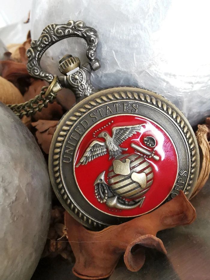 Montre à gousset avec chaîne rouge oiseau - photo numéro 1