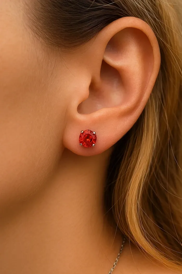 Clous d’oreilles en Argent Massif💫Grenat Étincelant 0,6 Carats - photo numéro 2