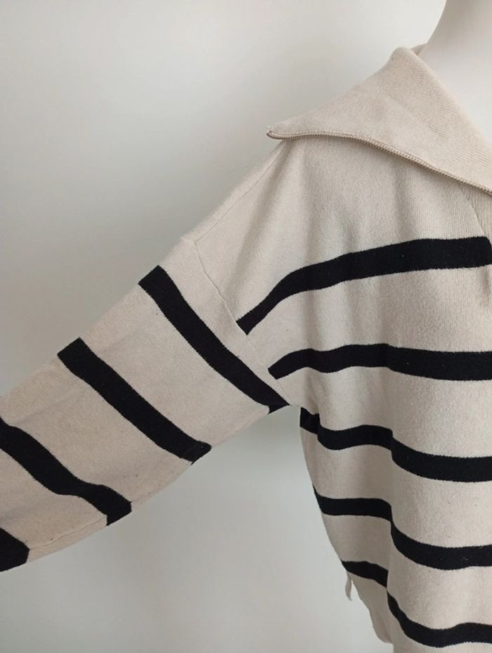 Vero Moda - Pull grand col rayé - taille XL - photo numéro 5