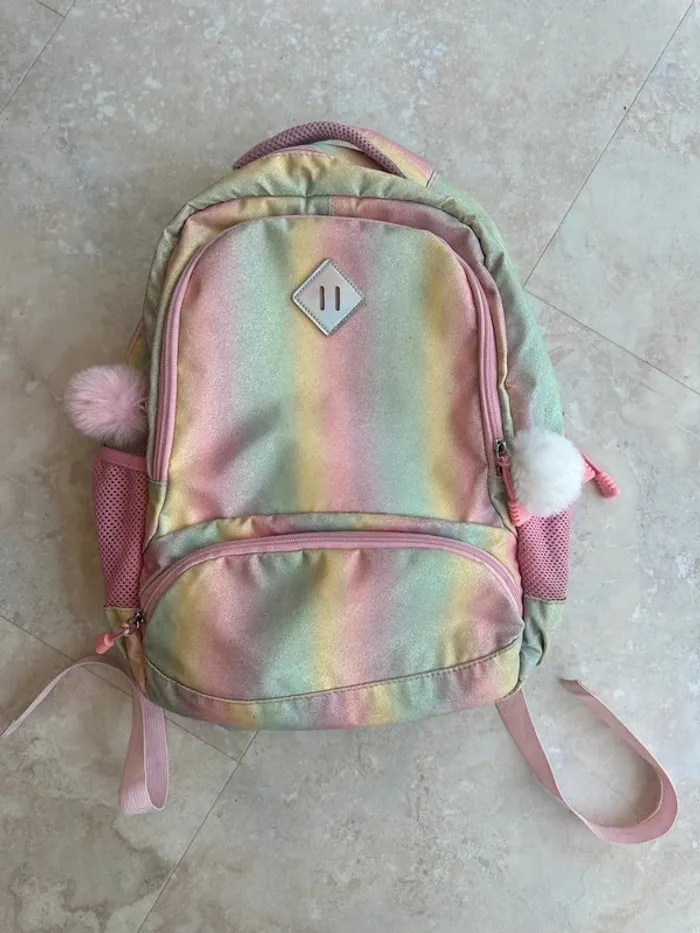 Sac à dos + sac pique nique arc en ciel paillettes - photo numéro 2