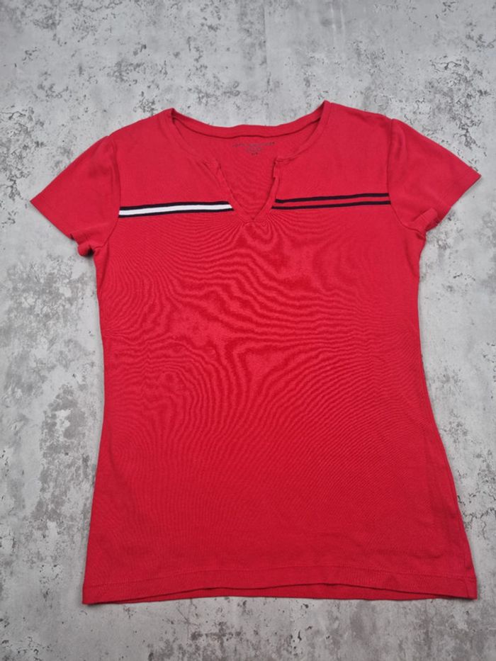 T-shirt Tommy Hilfiger rouge avec col fendu – Taille S Femme - photo numéro 4