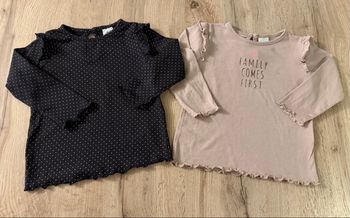 2 hauts manches longues 6/9 mois