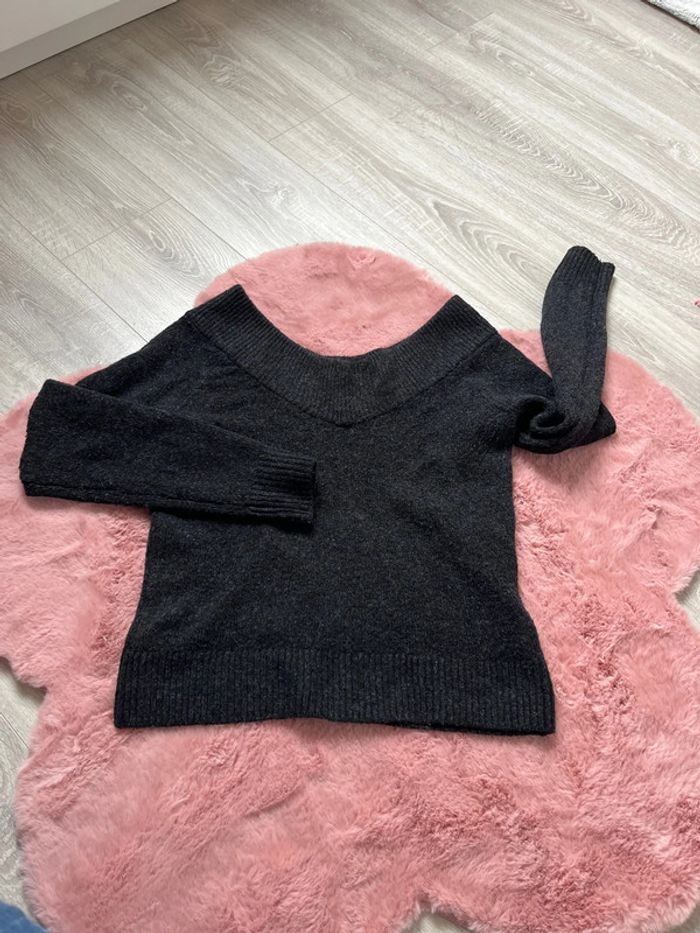 Pull gris foncé laine S