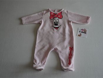 Pyjama velours rose chiné fantaisie Minnie Disney Baby 3 mois