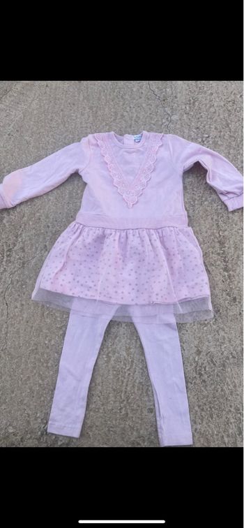 Ensemble robe et legging rose luckykid