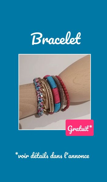 Bracelet multi-rangs doré turquoise rose