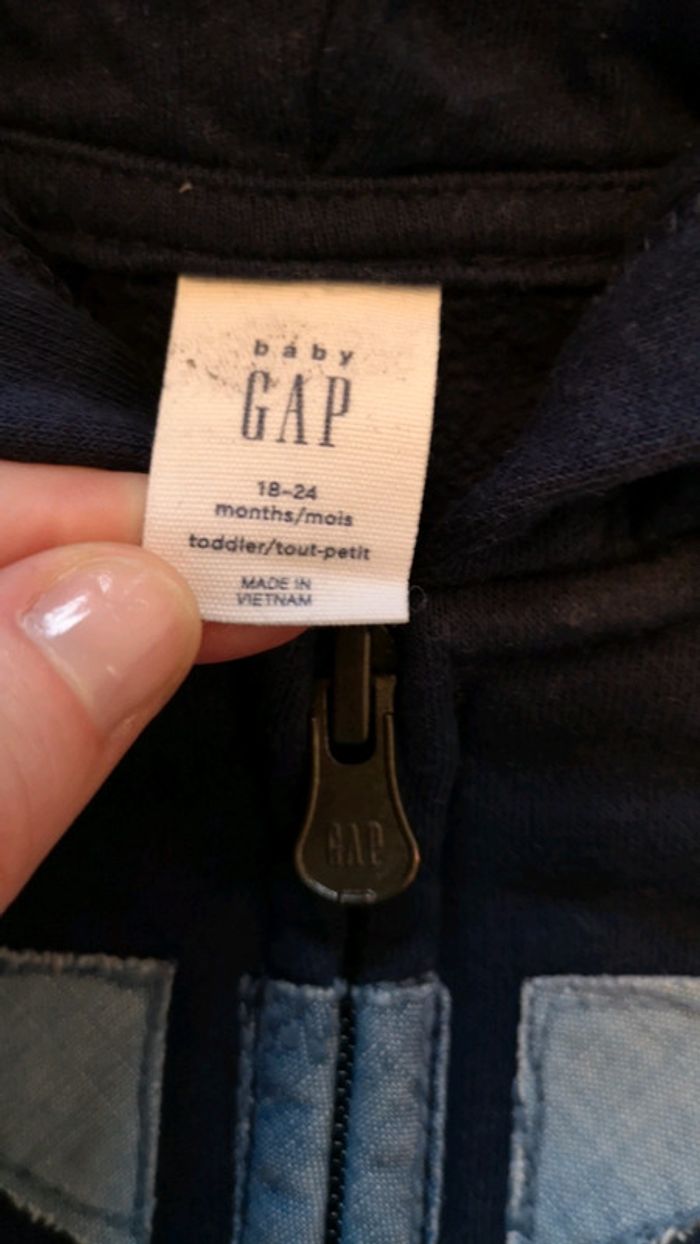 Sweat zippé à capuche gap 18/24 mois - photo numéro 3