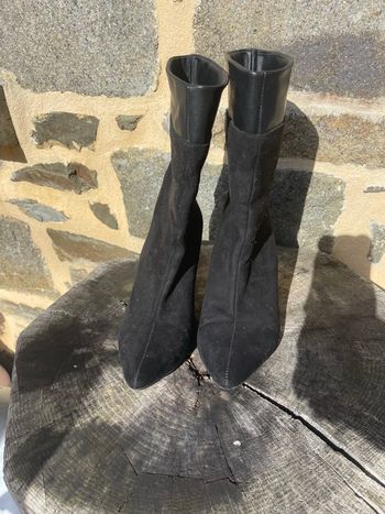 Bottine à talon bi matière noir - Camaïeu 