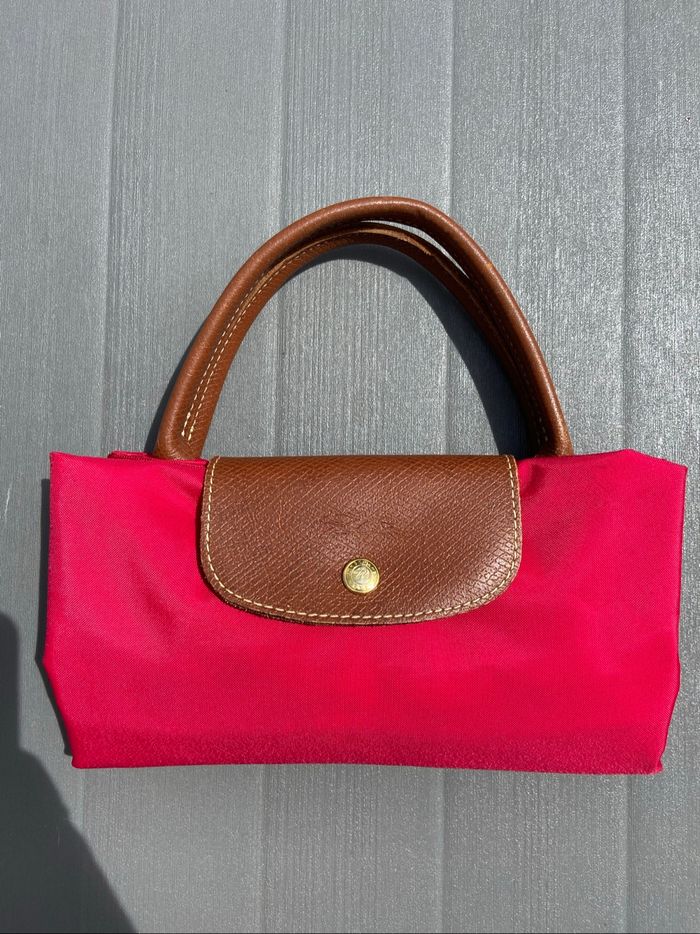Sac à main Longchamp Le Pliage rouge/rose de taille M - photo numéro 8