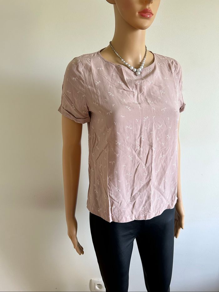 Blouse beige à manches courtes Esprit taille S excellent état - photo numéro 2