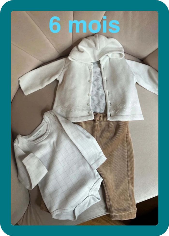 Ensemble lot 4 pièces tons blanc/crème mixte 6 mois - Kiabi Tex Bouchara