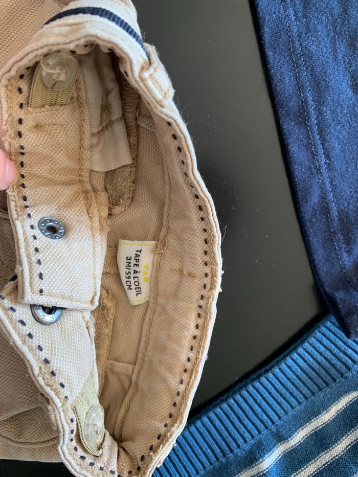 Ensemble Rayures Beige 3 mois Pantalon T-shirt Pull - photo numéro 6