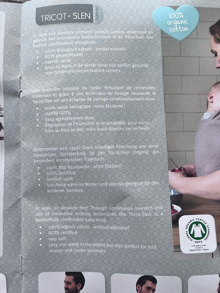 Écharpe de portage tricot-slen en coton biologique - photo numéro 7