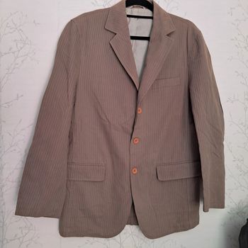 Veste de costume kaki rayé