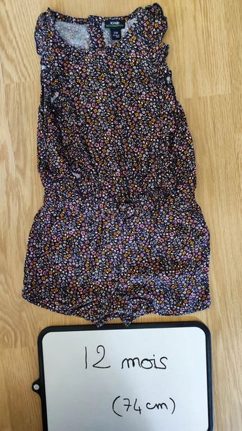 combi short bleu marine à fleurs taille 12 mois