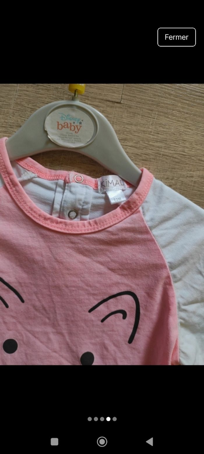 T-shirt manches longues bicolore fille 24 mois - photo numéro 3
