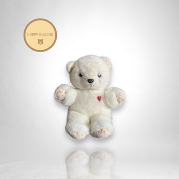 Peluche Doudou Ours blanc avec cœur rouge A632