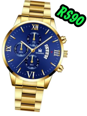 Montre à quartz en acier inoxydable pour hommes, faux trois yeux, six broches,, affaires, mode