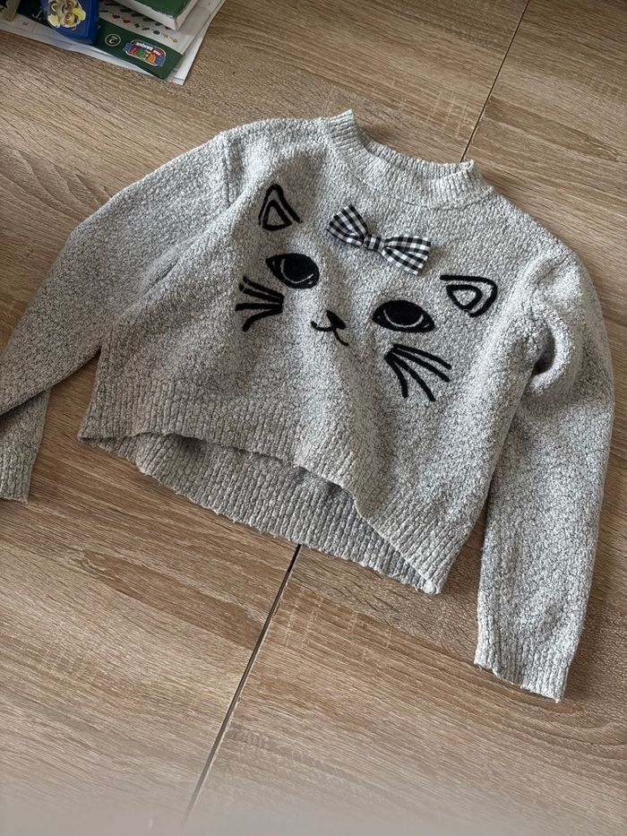 Pull gris chat