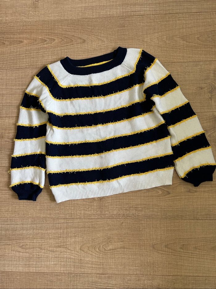 Pull blanc crème et bleu marine Teddy Smith taille S TBE - photo numéro 7