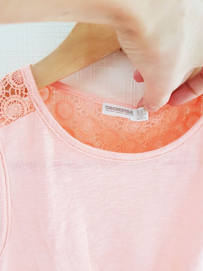 Débardeur corail Orchestra 10 ans dentelle - photo numéro 3