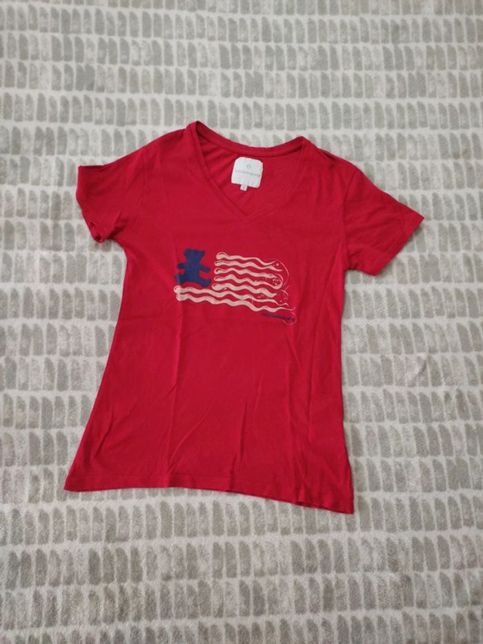 Tee-shirt manches courtes col v rouge lulu castagnette taille s 36 - photo numéro 1