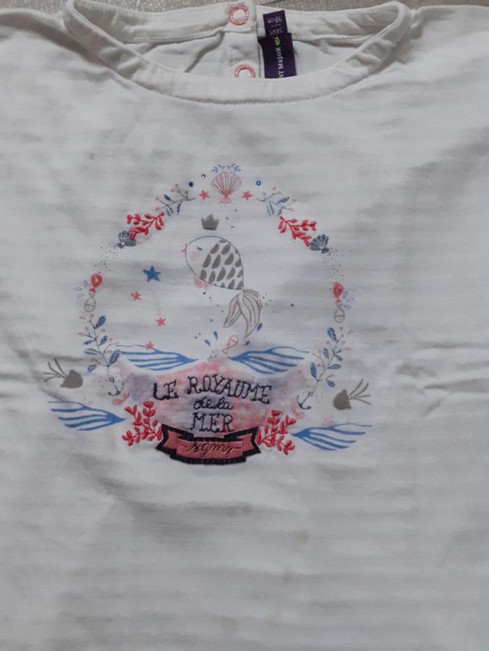 T-shirt fille manches courtes blanc 3 ans - photo numéro 4