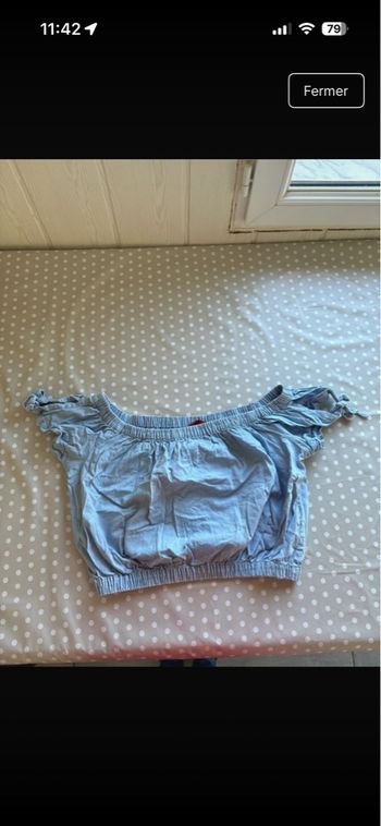 Top court bleu taille S 