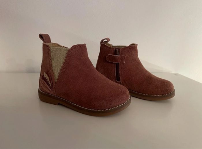 Bottines velours prune/marron 22 - photo numéro 3
