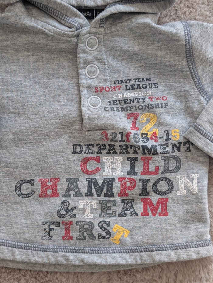 Sweat à capuche gris garçon – Les P’tits Babies – 9 mois – Très bon état 🧢 - photo numéro 2