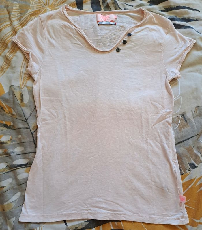 Tee shirt manches courtes rose pâle femmes Le Temps Des Cerises XS - photo numéro 6