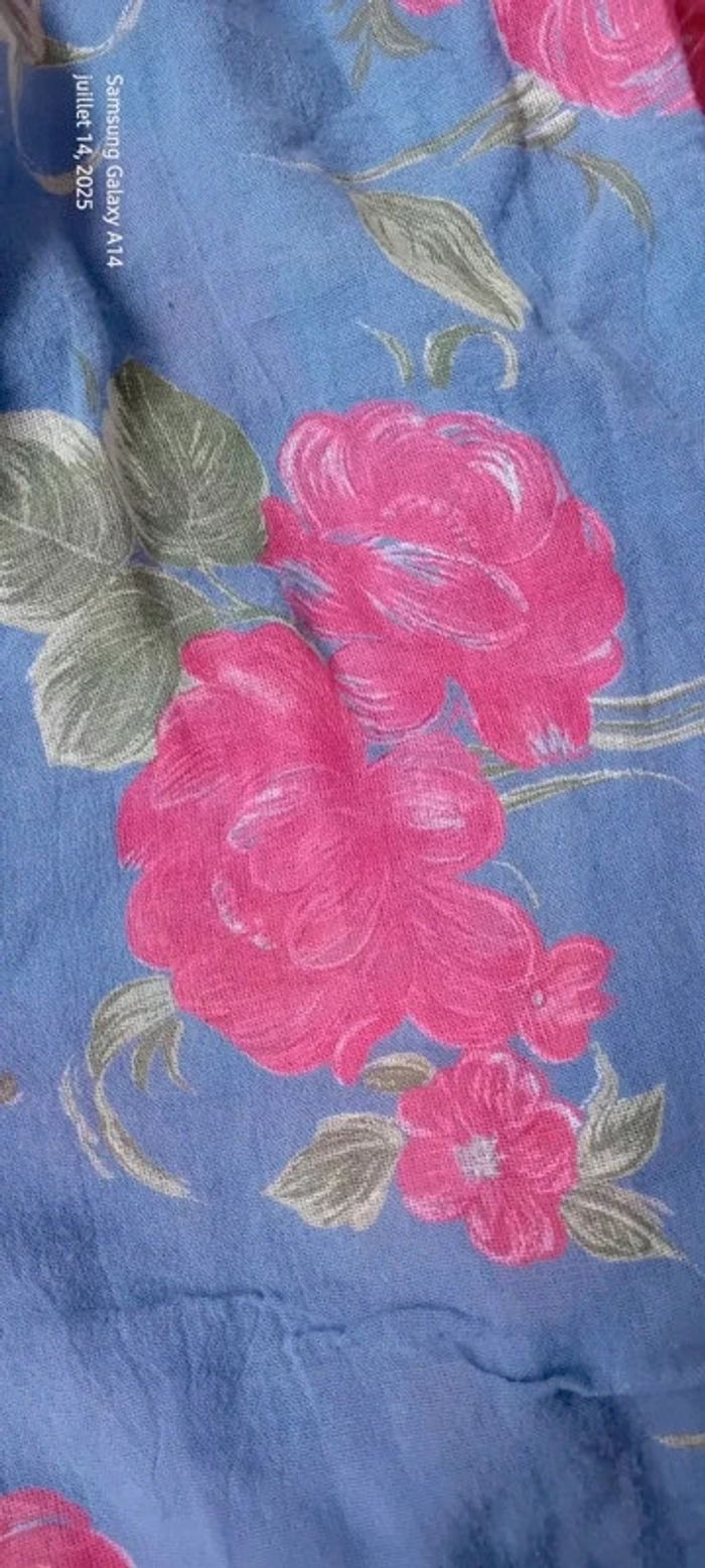 Tunique fines bretelles assymetriques motif fleurs bleu rose femme XL made in Italy - photo numéro 11