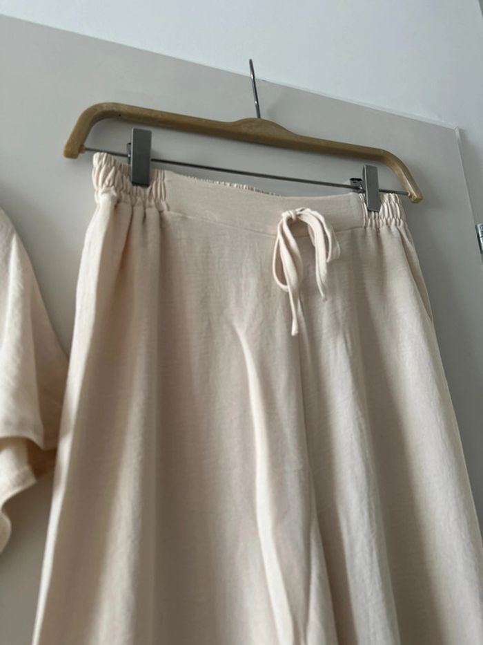 Ensemble 2 pièces beige – Top + Pantalon fluide – Taille S - photo numéro 3