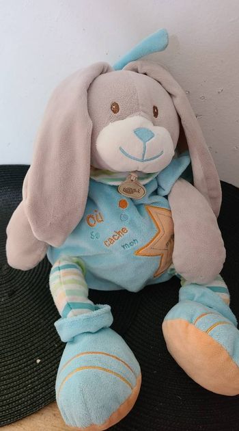 doudou lapin boule bleu baby nat  range pyjama