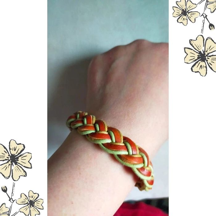 Bracelet tressé en cuir aux tons chauds – Unisexe - photo numéro 6