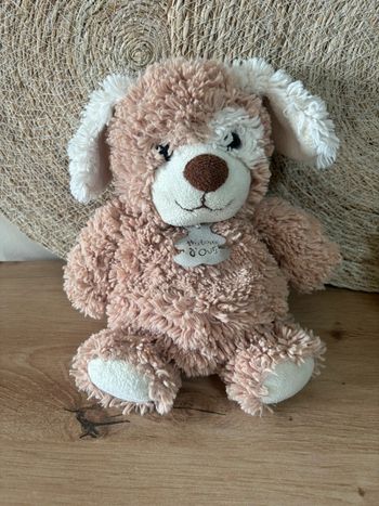 Doudou chien marron Cocard blanc écru histoire d ours