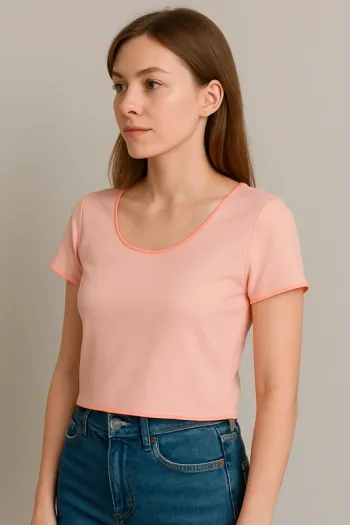 Top rose pâle manches courtes taille S 36