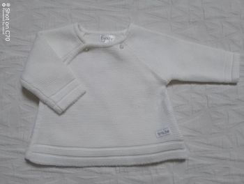 Brioche gilet maille blanc mixte brassière 1 mois