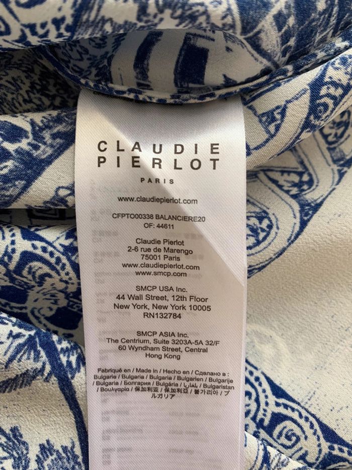 tunique "claudie pierlot" 100 % soie maine et blanc - photo numéro 7