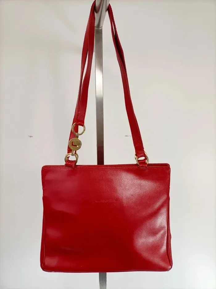 Sac à main rouge en cuir rouge Lancel été vintage