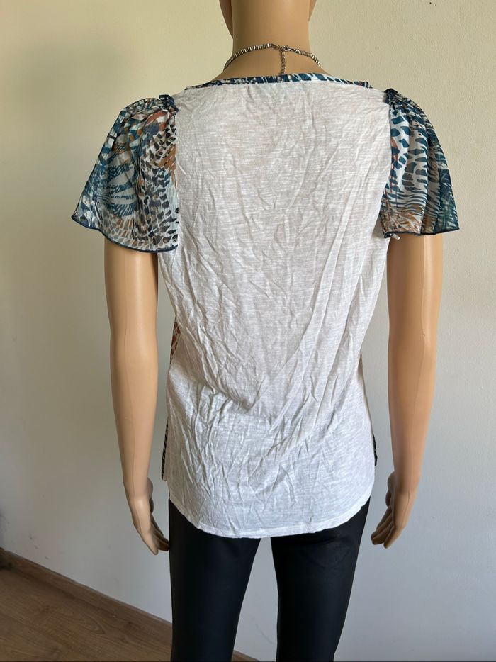 Blouse blanche et imprimée à manches courtes Morgan taille S TBE - photo numéro 5