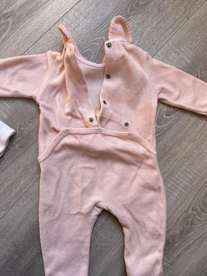 Lot de 2 pyjamas 1 velour et 1 coton bébé fille 3 mois - photo numéro 8