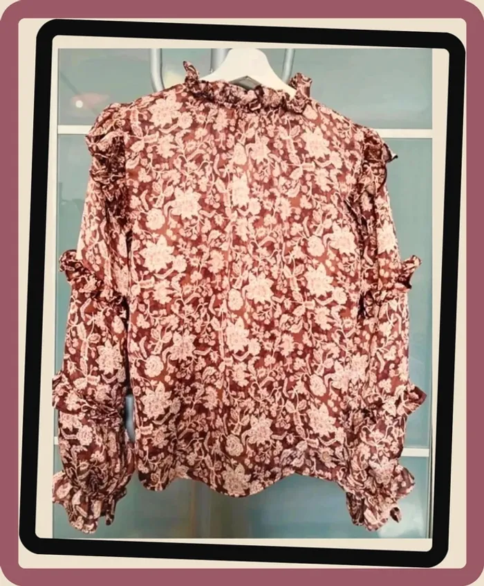 Magnifique blouse imprimée florale à volants neuve H&M T/34-36 - photo numéro 4