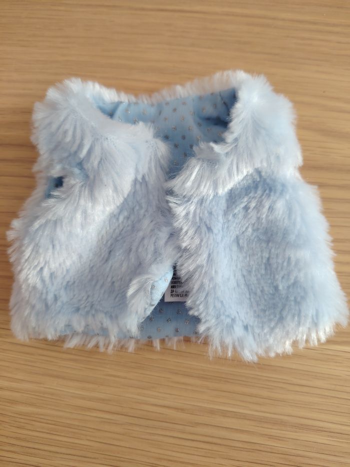 Gilet bleu fausse fourrure